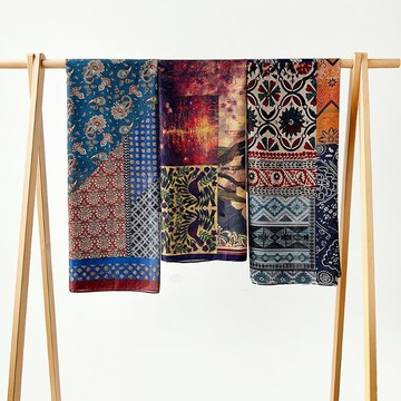 【唯家】臺灣出貨 絲巾 2025新款 110*110cm 大方巾 服裝配飾 圍巾 棉滌綸披肩 外搭 復古腰果花 絲巾