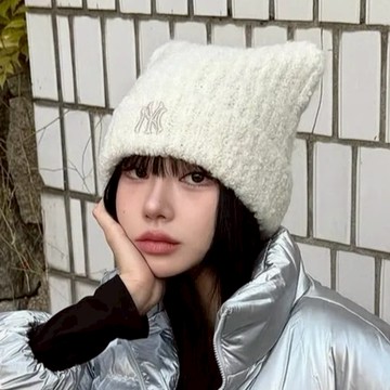 聖誕節快樂🎄【韓國MLB】貓耳帽 KARINA同款針織毛帽毛線帽 MLB道奇/紅襪/洋基隊隊小logo 聖誕節交換禮物 女生送禮女友生日 情侶穿搭 冬天保暖毛帽子 射手座生日禮物