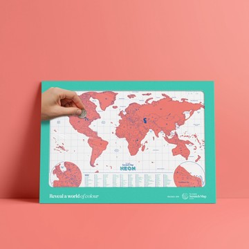 【SUCK UK】霓虹刮刮地圖｜綠色／紫色／珊瑚橘