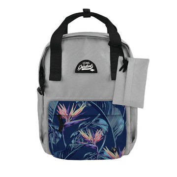 Grinstant混搭可拆組式13吋後背包 - 黑白系列 (灰色配橙花)