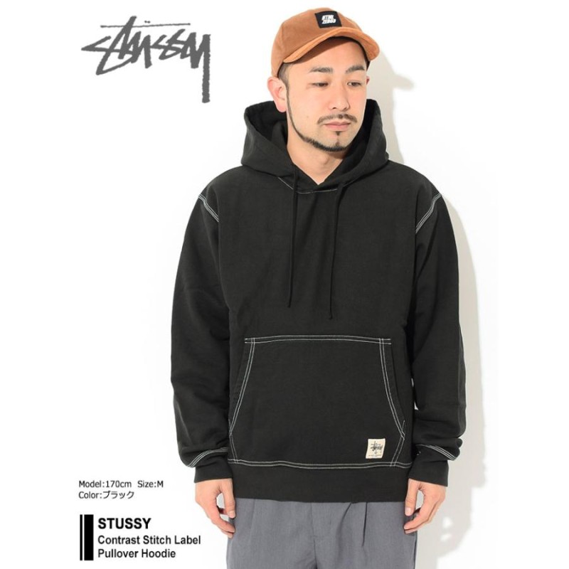 STUSSY CONTRAST STITCH LABEL HOODIE M