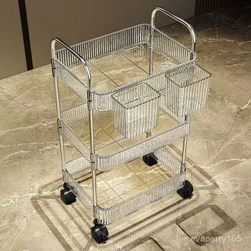 【她搶】透明亞克力小推車零食置物架客廳多層可移動衛生間收納架