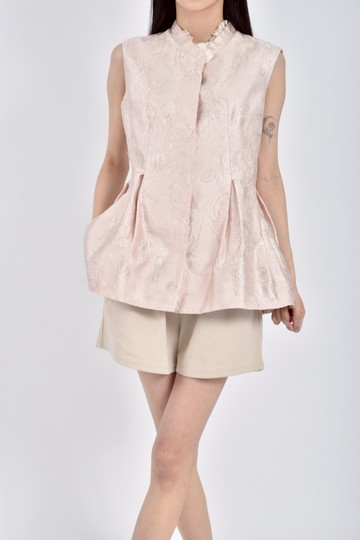 (S) cherjoy atelier質感刺繡剪裁設計粉色上衣