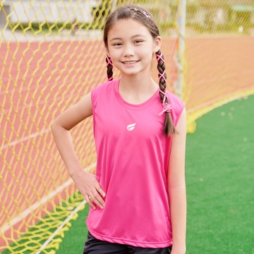 GIAT - 兒童盾形速乾排汗衣-背心款-桃紅