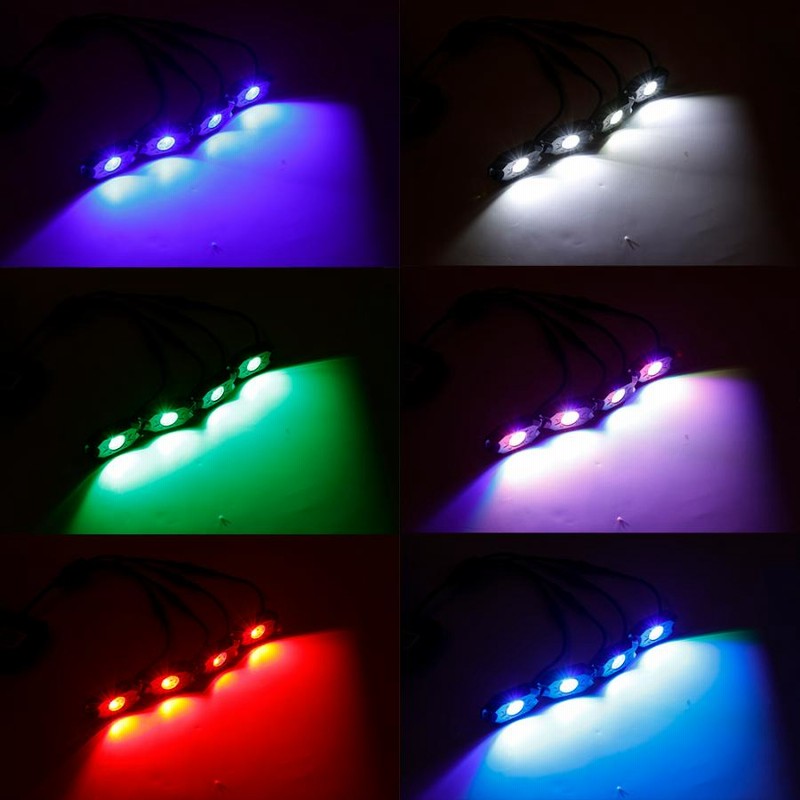 LEDロックライト RGB LED アンダーライト アンダーネオン 調光調色可能 スマホ操作 Bluetooth IP68防水 Rockライト  フルーカラー 簡単取付 4個 1年保証 | LINEショッピング