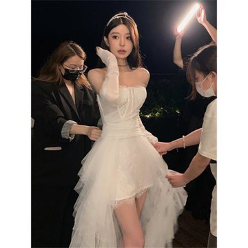 訂婚生日小禮裙高端輕奢小眾聚會平時可穿成人禮禮服抹胸連衣裙女