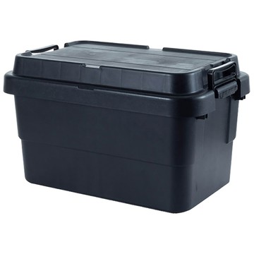 AOTTO 無印款軍規高耐重扣式多功能提把收納箱-50L黑色