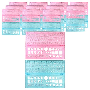 PENROTE 筆樂 多功能模板尺 顏色隨機 學生繪圖模板 幾何圖形模板  24支