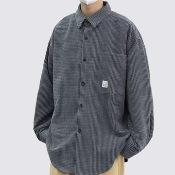 新款寬鬆小眾設計感上衣襯衫男潮流百搭休閒外套男潮