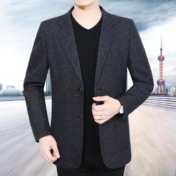 男裝中年人商務休閑男士西裝單西外套中老年人寬松西服爸爸裝上衣
