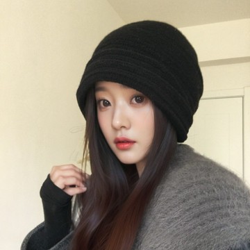 🔥優選好物🔥羊毛百搭卷檐包頭冷帽 秋冬帽子無檐針織帽秋冬加厚冬天加絨褶皺 秋冬包頭帽  冷帽女  秋冬保暖針織帽女