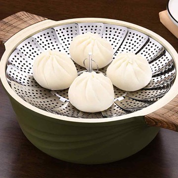 新錸家居 430不鏽鋼蓮花形可伸縮摺疊蒸籠盤/水果盤/濾網  24cm  S  1個