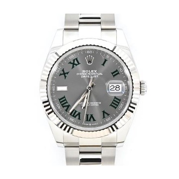ROLEX 勞力士 DATEJUST 綠羅馬數字灰色面盤 太陽圈 41mm