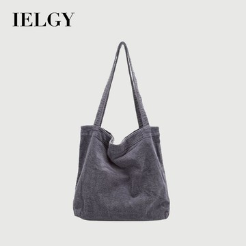 IELGY 時尚文藝復古燈芯絨帆布包女大容量