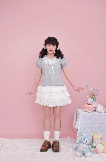 甜美少女 層層花邊蕾絲蛋糕裙