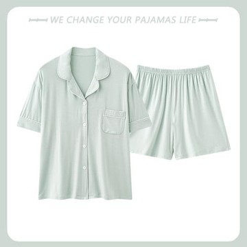 2025年莫代爾冰絲睡衣女士夏天短袖開衫高級感夏季涼感家居服套裝
