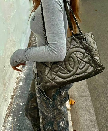 Chanel香奈兒 Caviar 魚子醬Skin GST No.14 經典大容量托特包