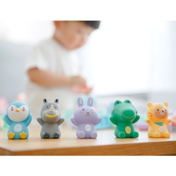 MOOMU 動物造型手指積木公仔5入/組+兒童繪本