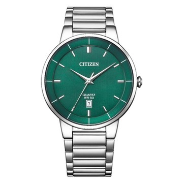 CITIZEN 星辰 不鏽鋼綠面紳士日期手錶-男錶(BI5120-51X)40mm