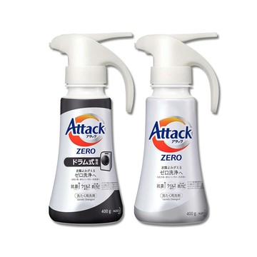 KAO (2瓶任選超值組)日本Attack ZERO洗衣精400g/瓶(單手按壓瓶,衣物洗劑,直立式或滾筒式洗衣機洗劑)