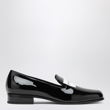 Black patent leather tuxedo loafers