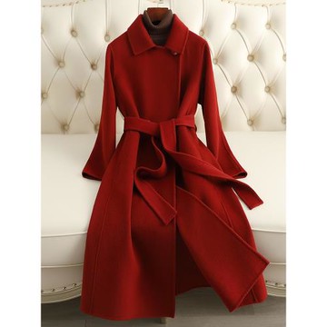 雙面羊毛大衣女中長款2025秋冬新款赫本氣質高級感純羊毛呢外套女