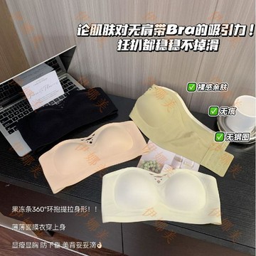 【臺灣出貨👙】夏季軟支撐防滑無肩帶內衣女小胸聚攏上託側收副乳防走光裹文胸罩【伊娜美】