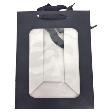 櫥窗紙袋 18 x 13 x 25cm 710g 10個  黑窗1  1包  黑色