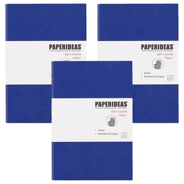 PAPERIDEAS 子彈筆記本 軟皮 A5 188頁 點陣  寶藍色  3本