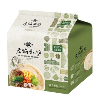 【老鍋米粉】即時沖泡米粉系列 純米蔬食風味湯米粉（全素）60gx4入/袋裝