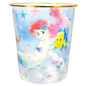 小禮堂 迪士尼 小美人魚 圓形無蓋垃圾桶 (藍叉子款) 4548626-155125
