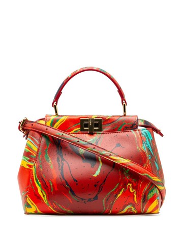 Fendi Pre-Owned - 2016-2023 mini Marbled Peekaboo satchel - women - Calf Leather - One Size - Red