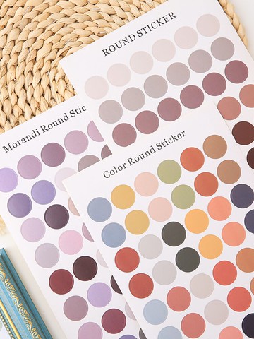 ins風彩色圓點貼紙莫蘭迪色裝飾小圖案手帳素材不干膠標簽貼可愛少女心小貼畫日記貼手賬貼鹽系創意diy封口貼
