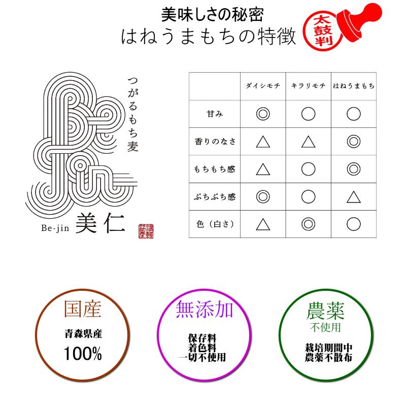 もち麦 国産 送料無料  はねうまもち 農薬不使用 青森県産 お得な 900g×6 つがるもち麦 美仁 びじん スーパーフード βグルカン ダイエット  もち麦ごはん