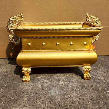 信逸龍耳四腳瑞爐長方形鐵香爐天地爐雙耳鐵藝爐四方香爐龍耳方鼎 c8072