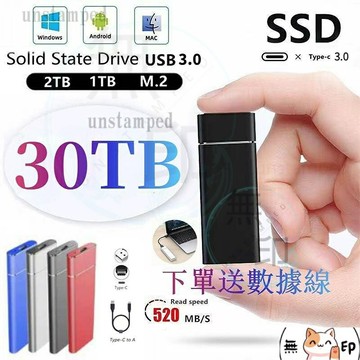 SSD移動固態硬碟 30TB USB 3.0type-c外置硬碟16TB高速固態隨身硬碟8TB4TB2TB1TB