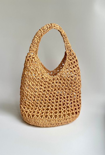 拉菲草繩編織縷空手提小包托特包