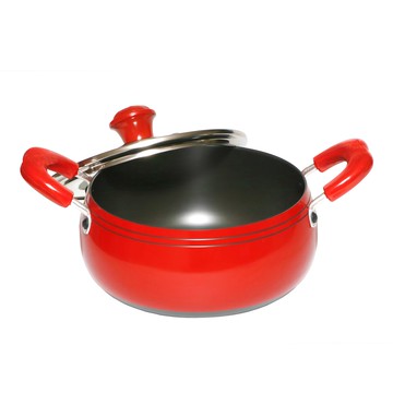 Magic gold 玻璃蓋雙耳鍋 紅色  20cm  1個