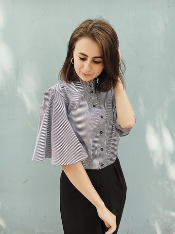 條紋辦公室服裝，女士條紋襯衫，棉條紋白襯衫