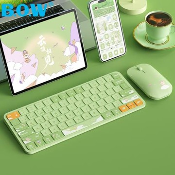 BOW云頂相見雙模鍵盤鼠標套裝手機靜音女生辦公小型手感好