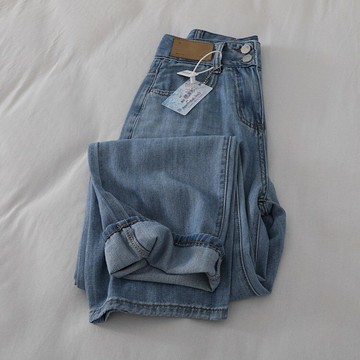 好貨推薦~軟糯的面料！淺藍天絲牛仔褲女夏季薄款直筒寬松休閑褲