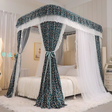 現代簡約風雙開門新款U型導軌雙層遮光蚊帳床幔夏季唯美雙開門四季款1.8 1.5簡約 HD9H