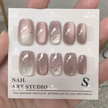 💗台灣出貨💗網紅穿戴水墨畫貓眼美甲國風竹子晶石指甲貼片