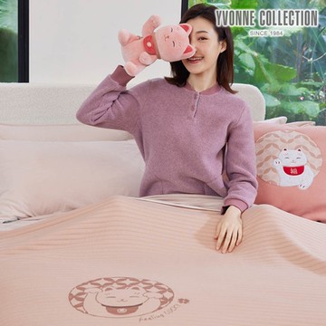 YVONNE 以旺傢飾 招財貓 雙人萬用毯