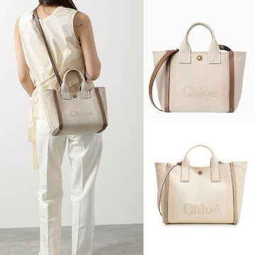 [平輸版]CHLOE Carry 刺繡LOGO帆布小號托特包(任選)真品平輸