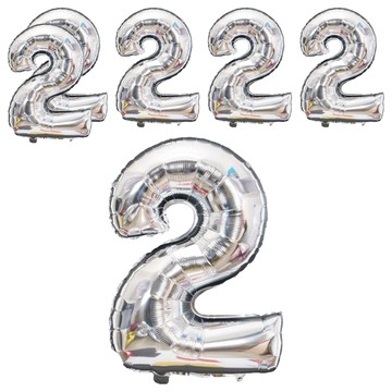 生活King 數字氣球 鋁箔氣球 氣球飾 置 32吋(10款任選)[效期可用]  數字2 銀色  6個