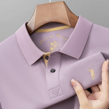 【新款熱賣】2025高端短袖t恤男夏季新款翻領休閑商務絲光棉簡約polo衫a