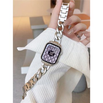 圣鉑適用iwatch S10表帶8蘋果手表帶applewatch7金屬表鏈S8鏈式鋼帶小香風654代Se49mm高級感41mm潮女款手鏈