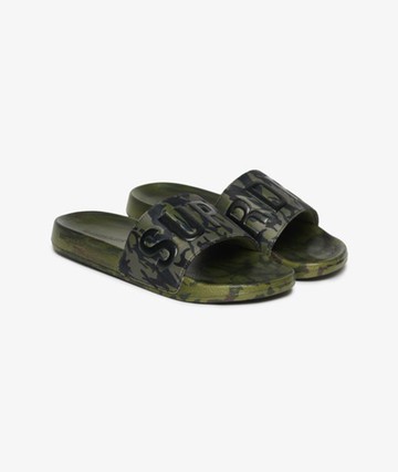 Superdry Men's Core Camo Pool Sliders Green Size: 12-13