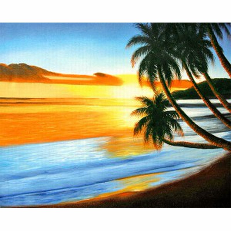 バリアート絵画l横m Santo 椰子の木とサンセットビーチ 額横約63cmｘ縦53 5cm アジアン バリ タイ 雑貨 インテリア 通販 Lineポイント最大1 0 Get Lineショッピング